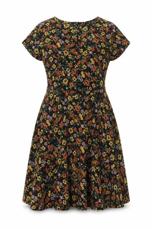 New Look Womens Multicoloured Floral Polyester A-Line Size 12 Round Neck Zip - Keyhole Neck