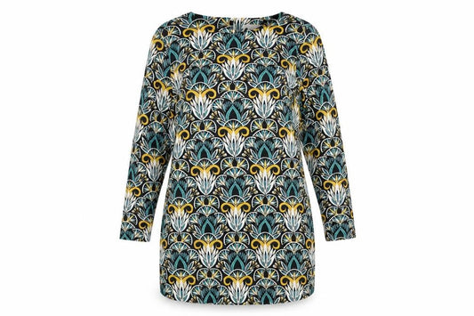 H&M Womens Multicoloured Geometric Viscose Shift Size 12 Round Neck Button
