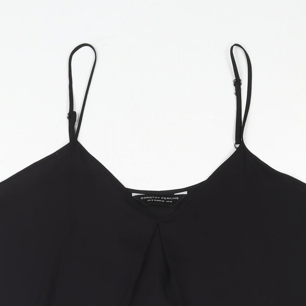 Dorothy Perkins Womens Black Polyester Camisole Blouse Size 14 V-Neck