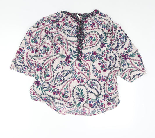 Monsoon Womens Multicoloured Polka Dot Viscose Basic Blouse Size M V-Neck