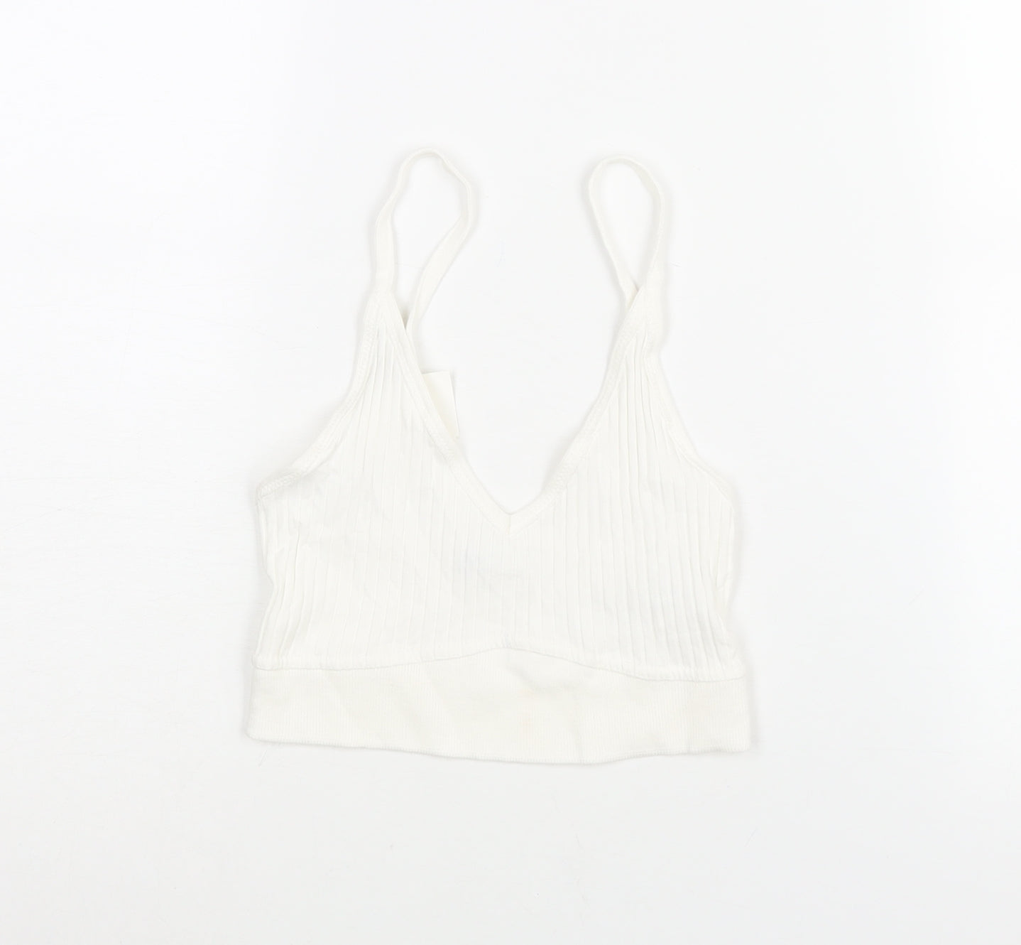 Zara Womens White Cotton Cropped Blouse Size S V-Neck