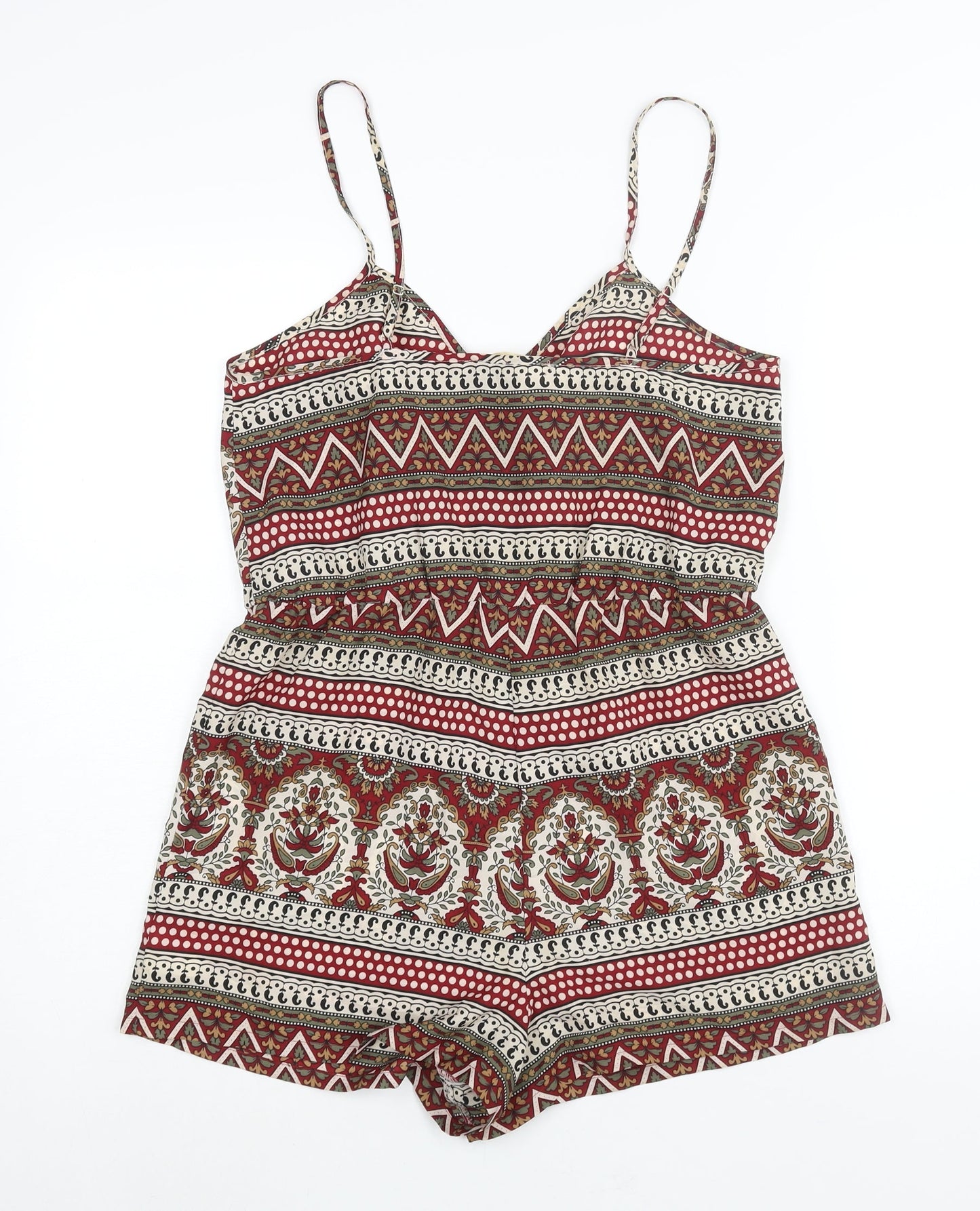 Staring at Stars Womens Multicoloured Geometric Polyester Playsuit One-Piece Size M Hook & Eye