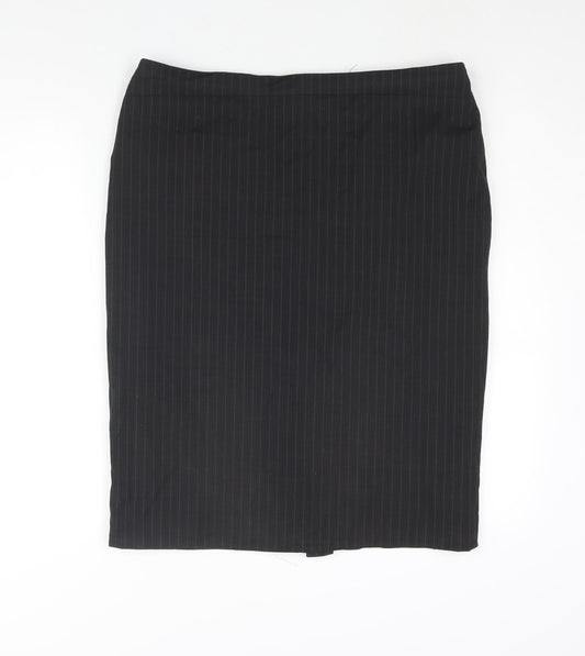 Wardrobe Womens Black Polyester Straight & Pencil Skirt Size 36 in Zip