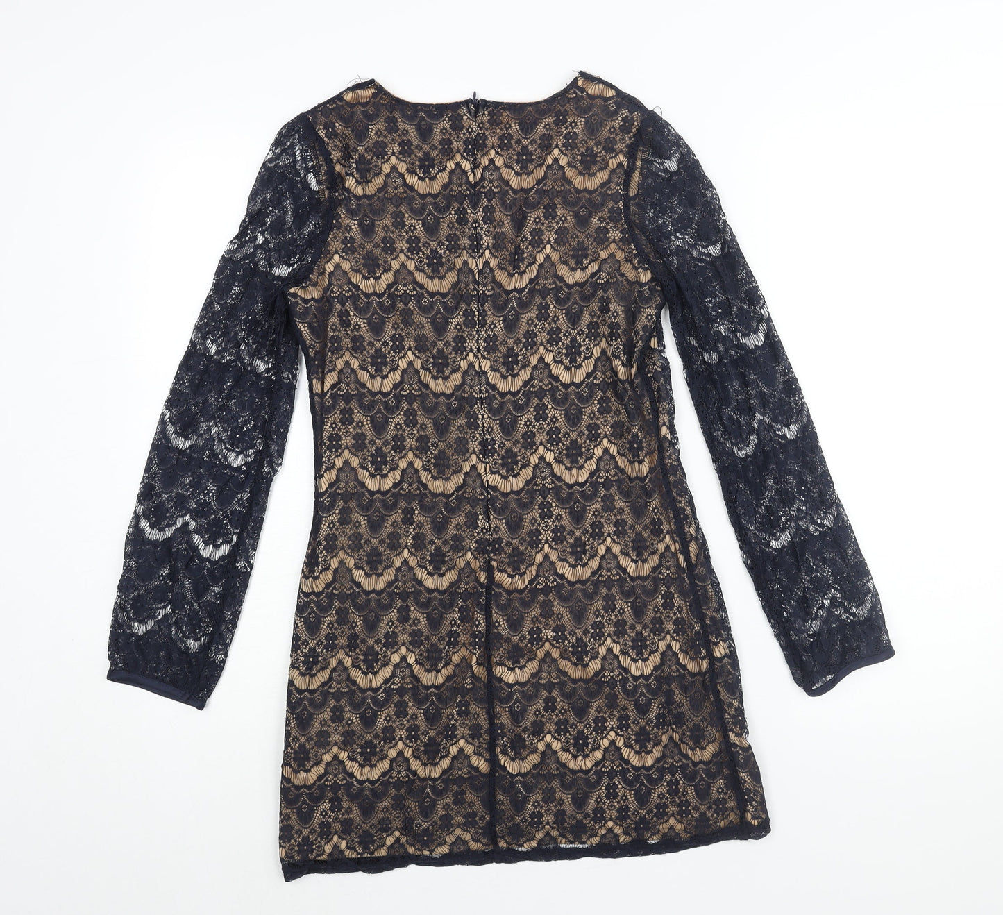Mela Loves London Womens Blue Nylon Mini Size 8 Round Neck Zip