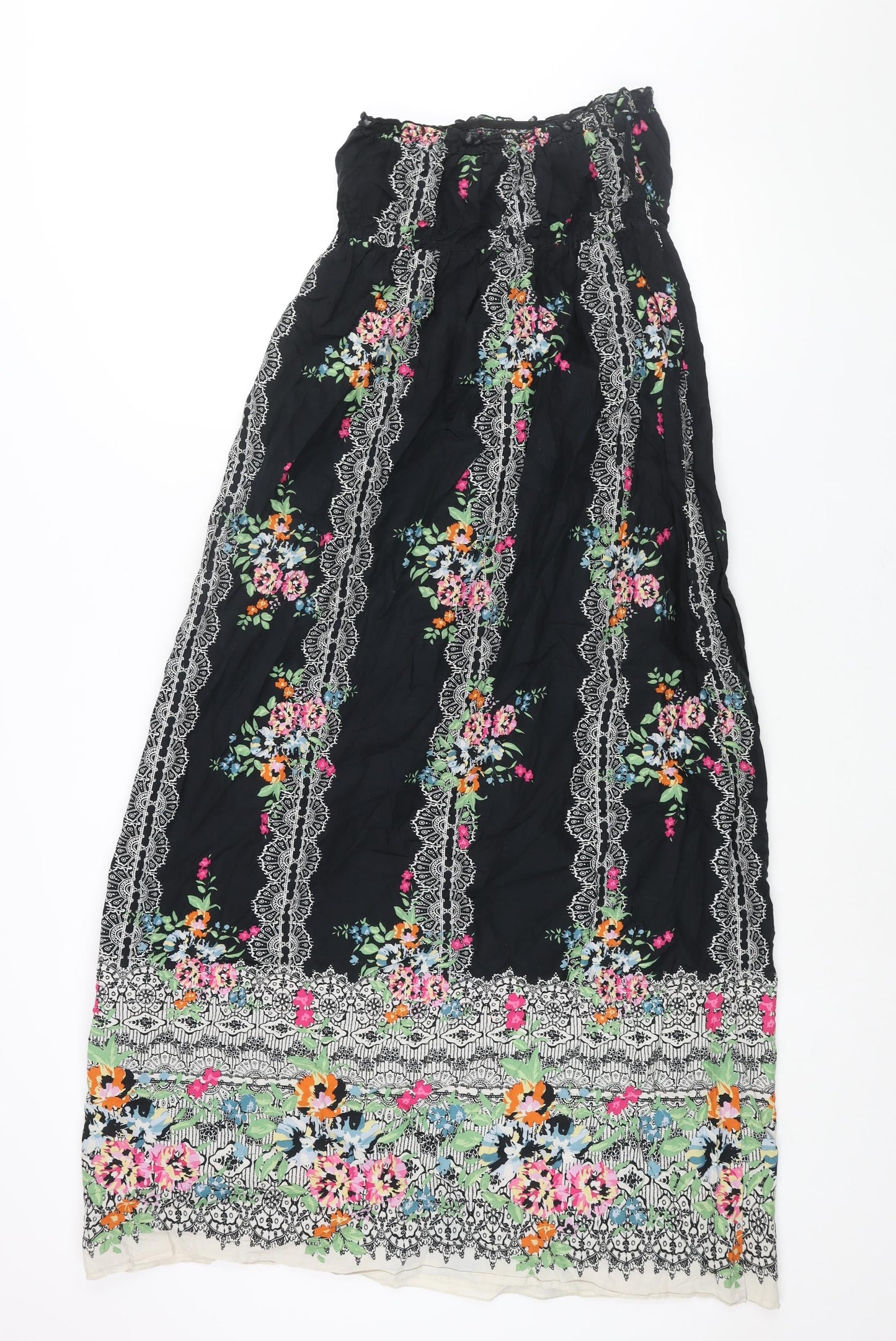 New Look Womens Black Geometric Cotton Maxi Size 8 Square Neck Pullover
