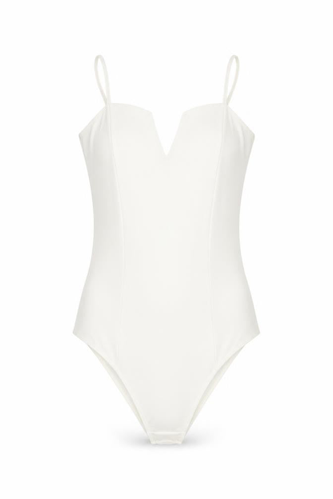 New Look Womens White Polyester Bodysuit One-Piece Size 8 Snap