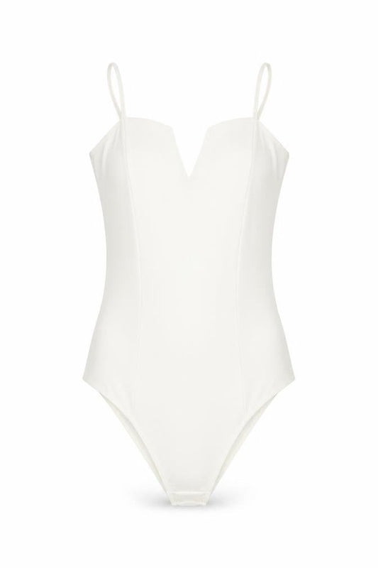 New Look Womens White Polyester Bodysuit One-Piece Size 8 Snap
