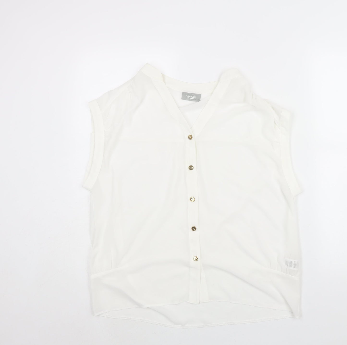 Wallis Womens White Polyester Basic Blouse Size M V-Neck