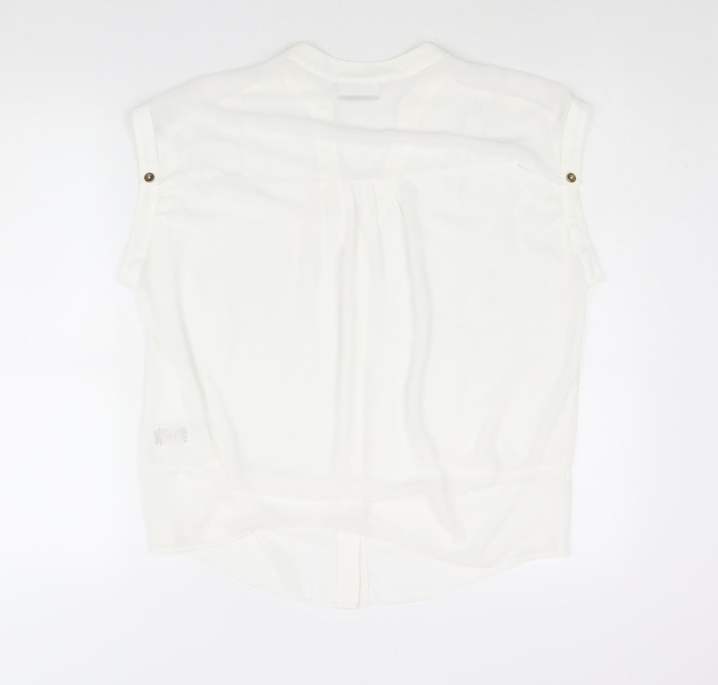 Wallis Womens White Polyester Basic Blouse Size M V-Neck