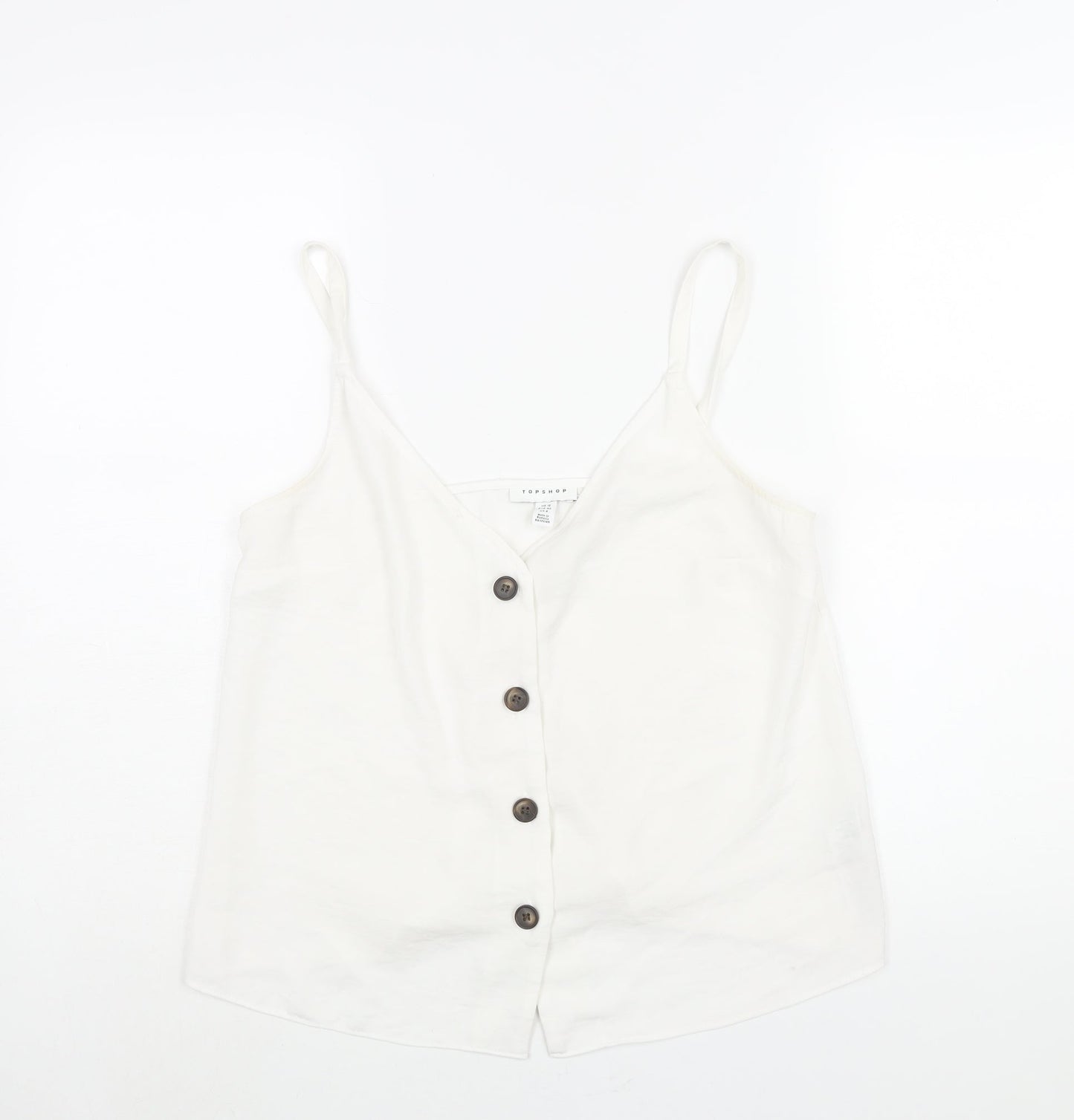 Topshop Womens White Polyester Camisole Blouse Size 12 V-Neck