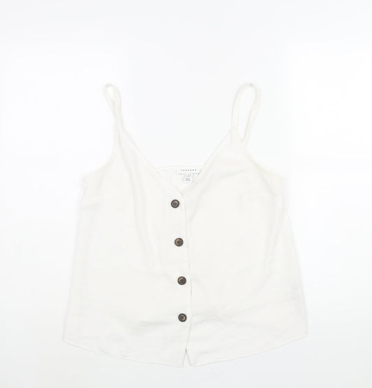 Topshop Womens White Polyester Camisole Blouse Size 12 V-Neck