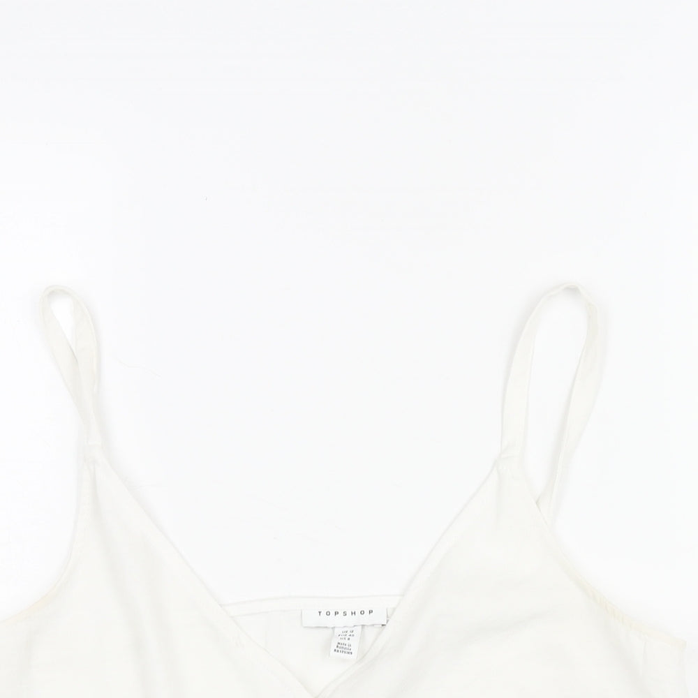 Topshop Womens White Polyester Camisole Blouse Size 12 V-Neck
