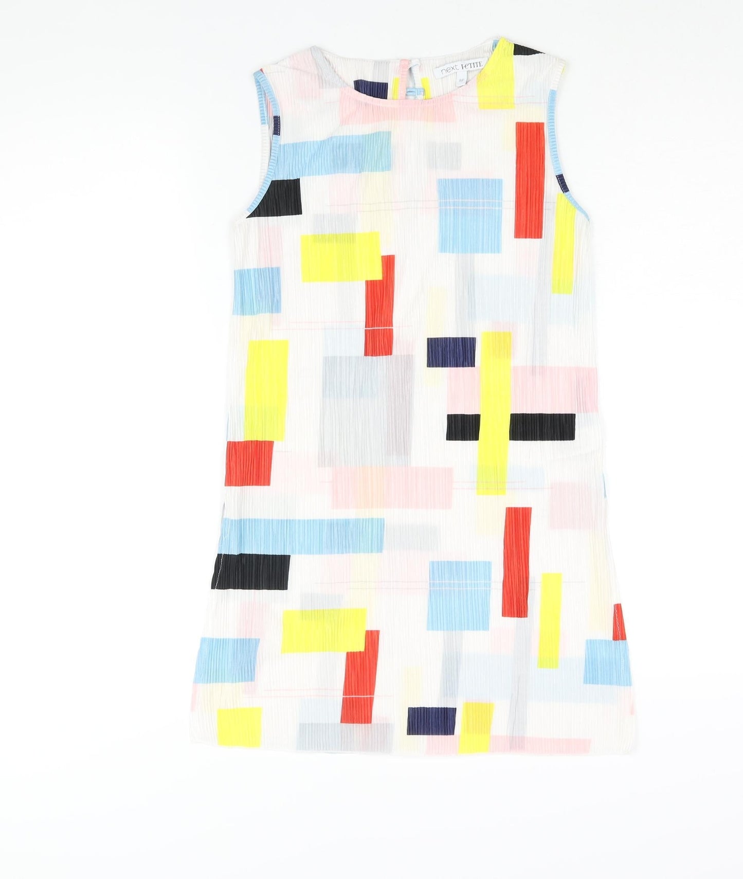 NEXT Womens Multicoloured Geometric Polyester Tunic Blouse Size 8 Round Neck - Side Slits