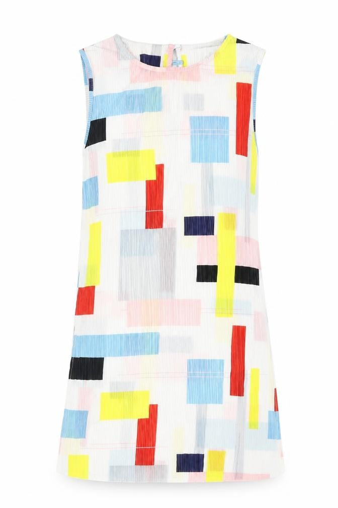 NEXT Womens Multicoloured Geometric Polyester Tunic Blouse Size 8 Round Neck - Side Slits