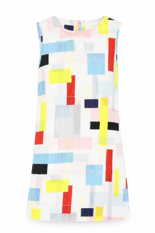 Next Womens Multicoloured Geometric Polyester Tunic Blouse Size 8 Round Neck - Side Slits