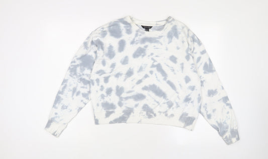 New Look Womens Blue Geometric Cotton Pullover Sweatshirt Size S Pullover