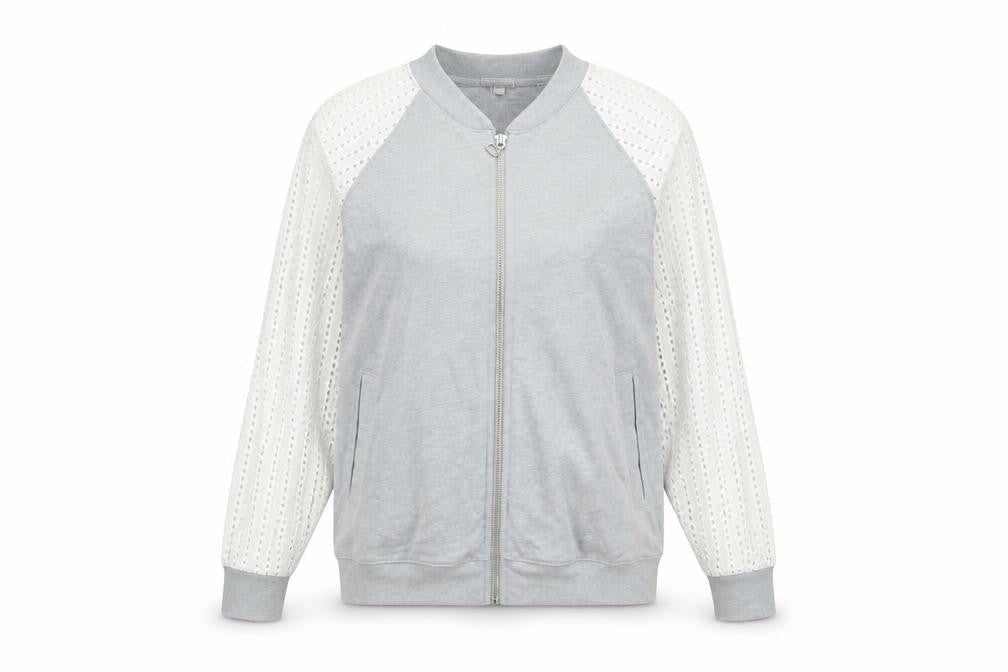 Gap Womens Grey Cotton Pullover Sweatshirt Size M Zip - Crochet sleeves