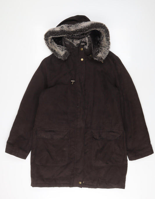 Debenhams Womens Brown Jacket Coat Size 10 Zip - Pockets