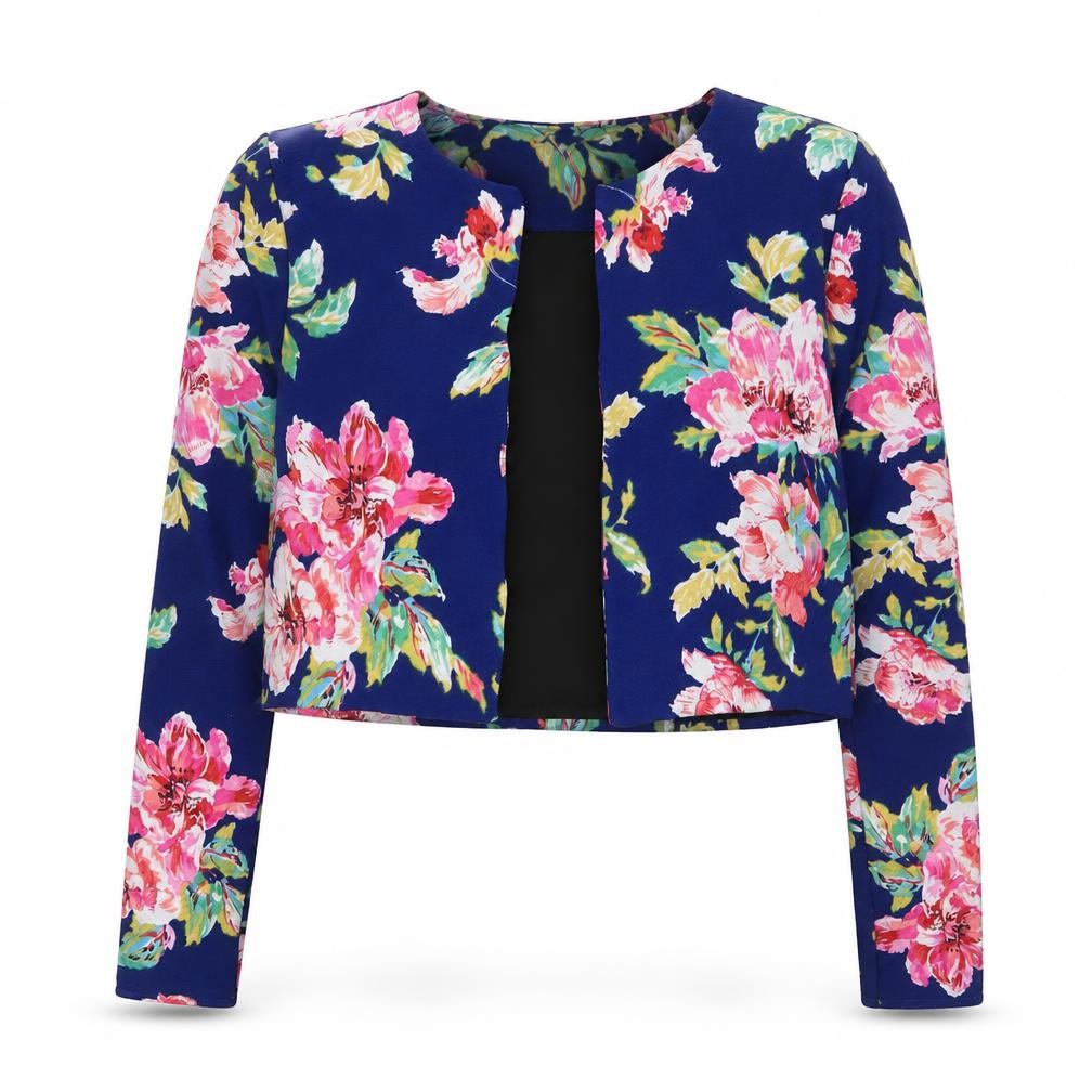 Pink Soda Womens Blue Floral Jacket Size 10 - Open