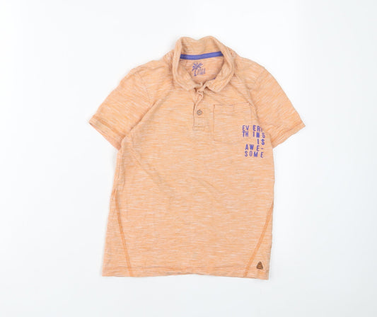Mothercare Boys Orange Cotton Basic Polo Size 7-8 Years Collared Button