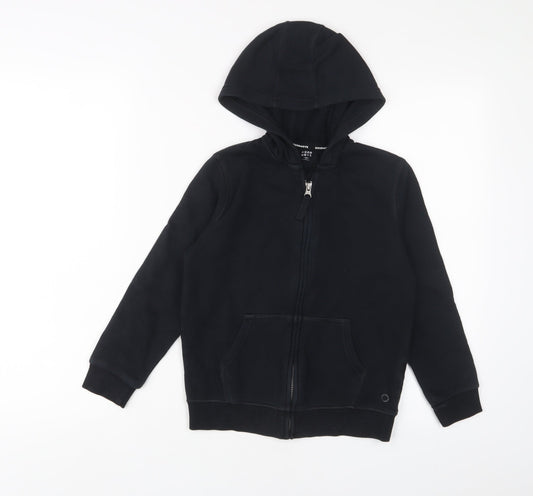 GOODMOVE Boys Black Cotton Full Zip Hoodie Size 7-8 Years Zip