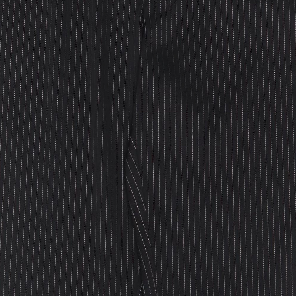 Etam Womens Black Striped Polyester Trousers Size 14 L31 in Regular Hook & Eye
