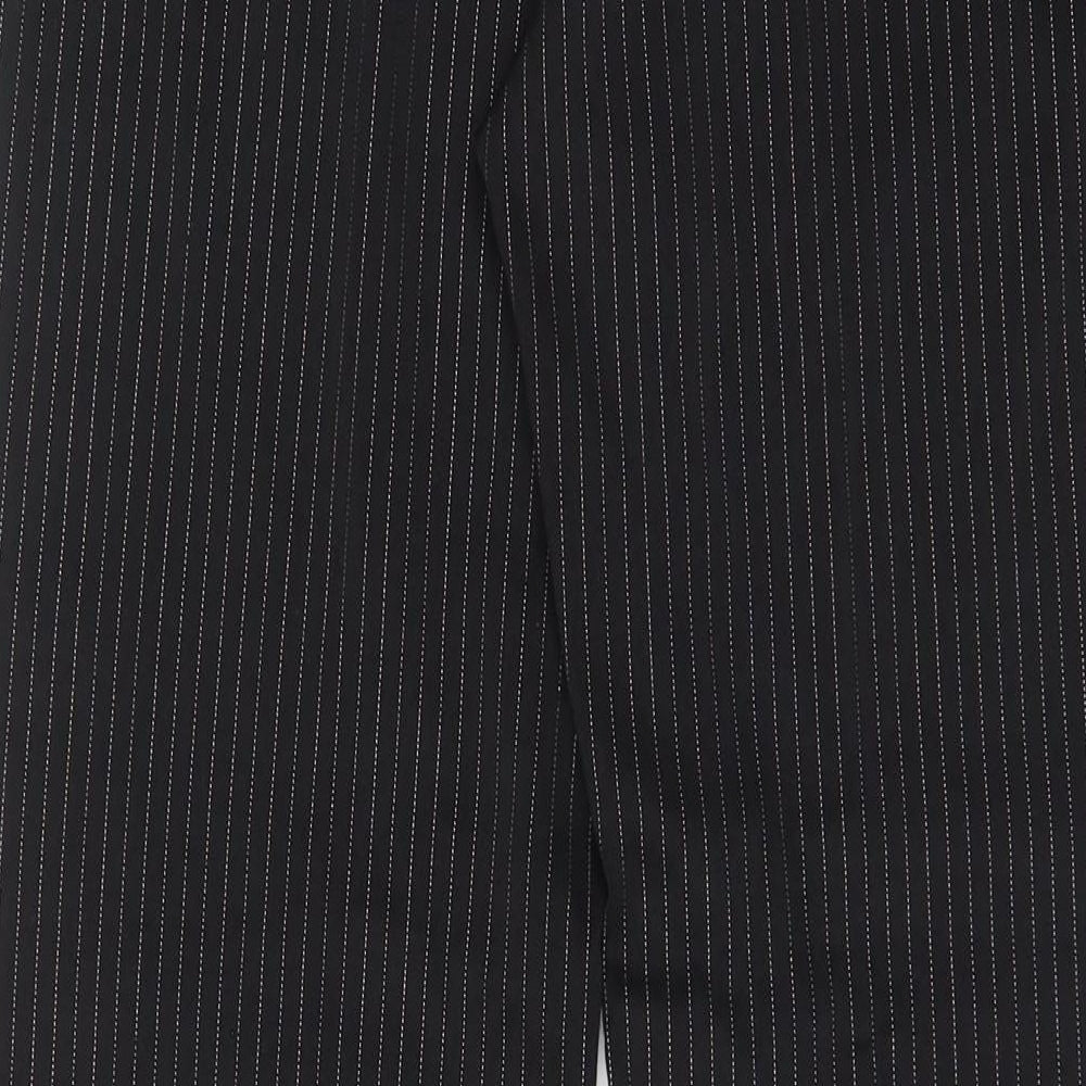 Etam Womens Black Striped Polyester Trousers Size 14 L31 in Regular Hook & Eye