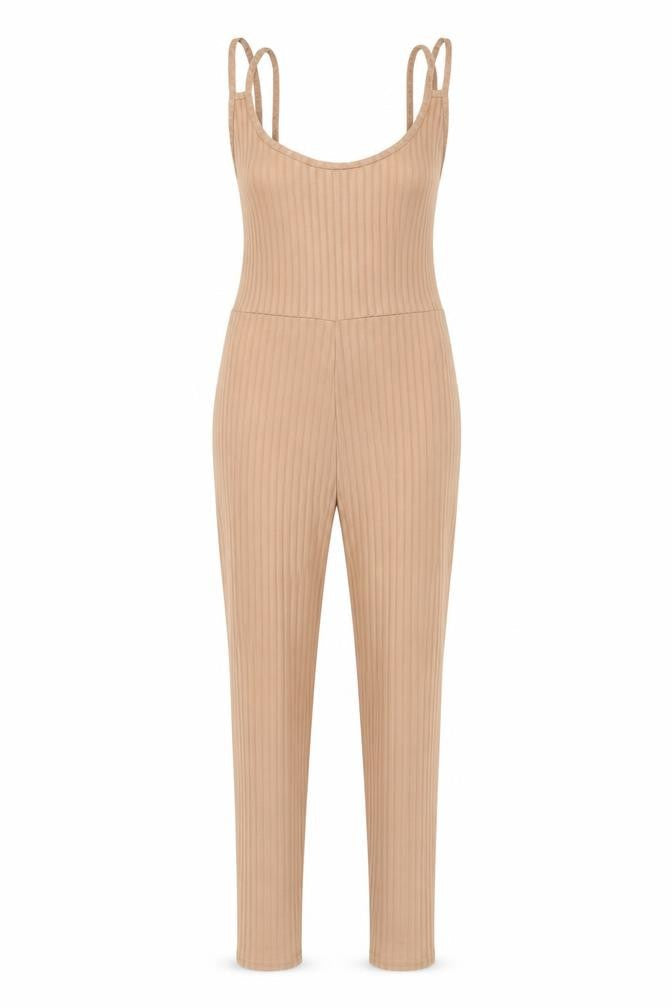 PRETTYLITTLETHING' Womens Beige Polyester Jumpsuit One-Piece Size 8 L30 in Pullover