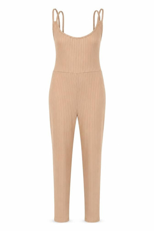 PRETTYLITTLETHING ' Womens Beige Polyester Jumpsuit One-Piece Size 8 L30 in Pullover