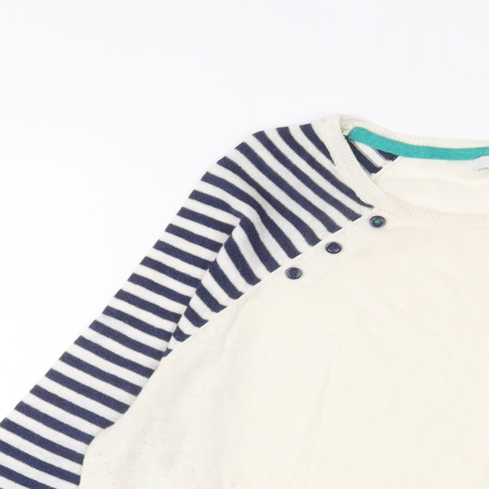 Klass Womens Beige Crew Neck Striped Viscose Pullover Jumper Size 4