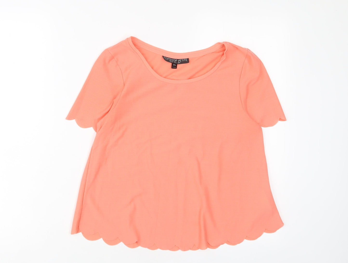 Topshop Womens Pink Polyester Cropped T-Shirt Size 8 Crew Neck - Lettuce Edging