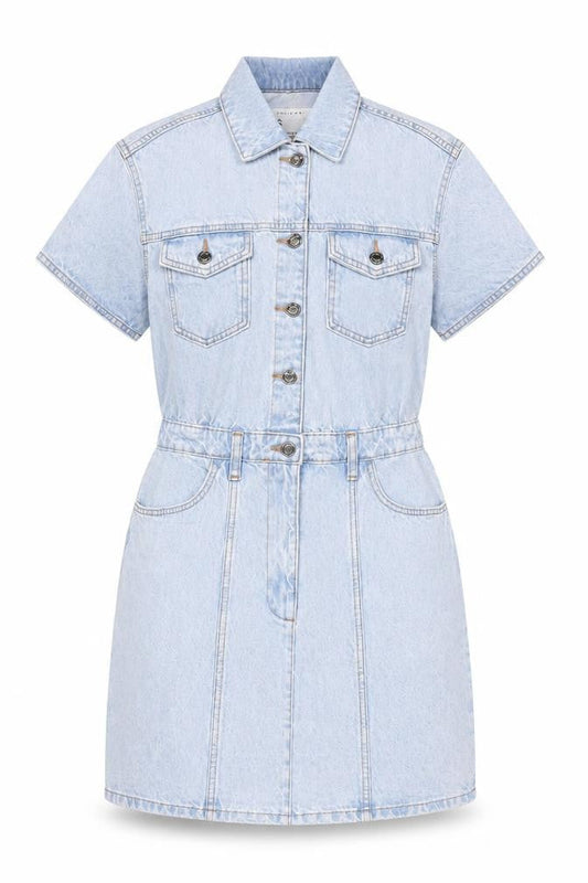 Denim & Co. Womens Blue Cotton A-Line Size S Collared Zip