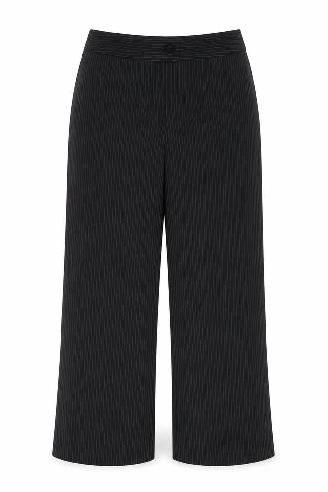 South Womens Black Striped Polyester Trousers Size 18 L30 in Regular Button