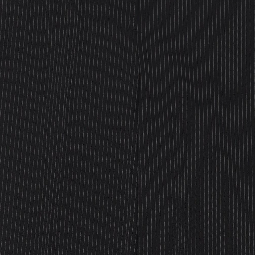 South Womens Black Striped Polyester Trousers Size 18 L30 in Regular Button