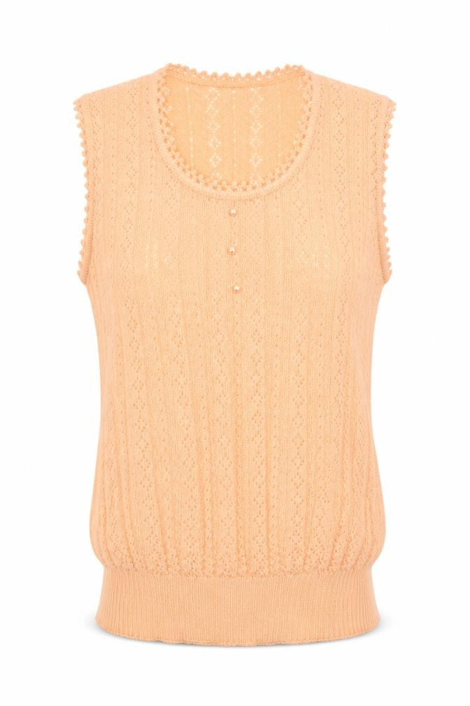 Variations Womens Orange Scoop Neck Acrylic Pullover Jumper Size S - Buttons