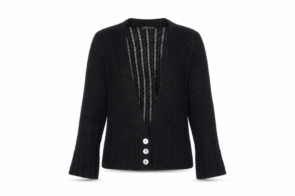 Exhibit Womens Black V-Neck Acrylic Cardigan Jumper Size S