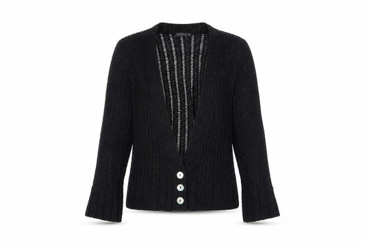 Exhibit Womens Black V-Neck Acrylic Cardigan Jumper Size S