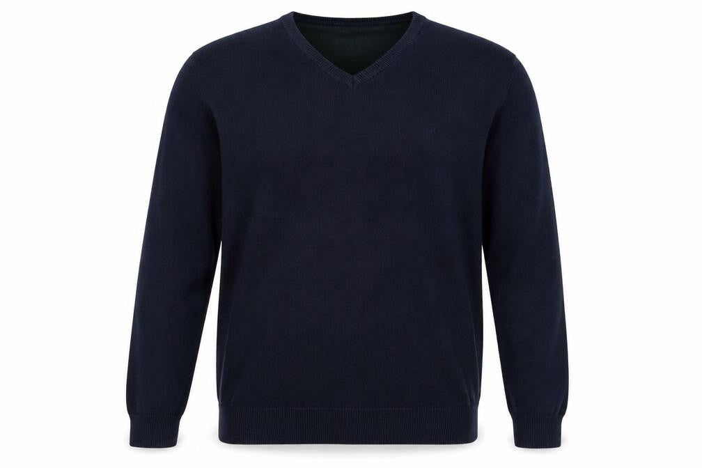 TOM TAILOR Mens Blue V-Neck Cotton Pullover Jumper Size M Long Sleeve