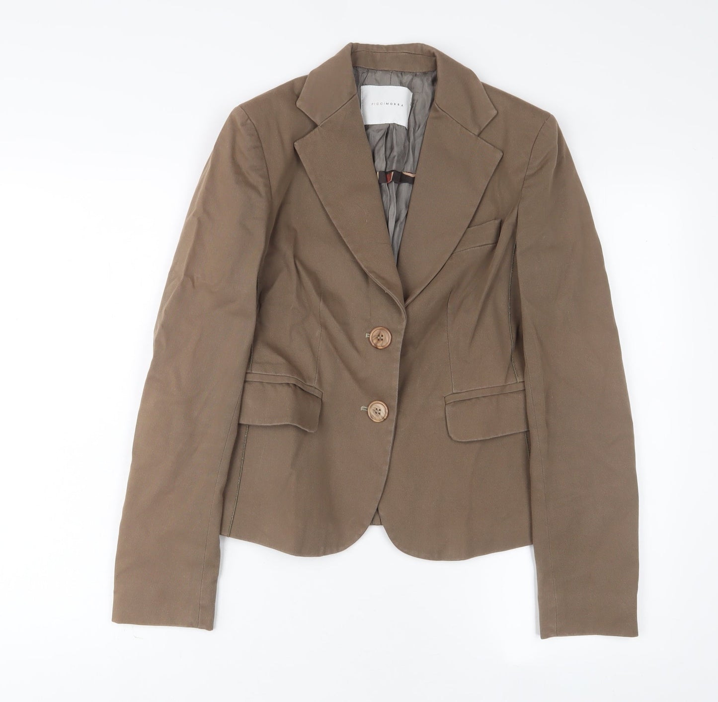 Picci Morra Womens Brown Jacket Blazer Size 12 Button