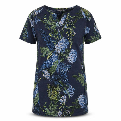 Next Womens Blue Floral Polyester Sheath Size 8 V-Neck Pullover
