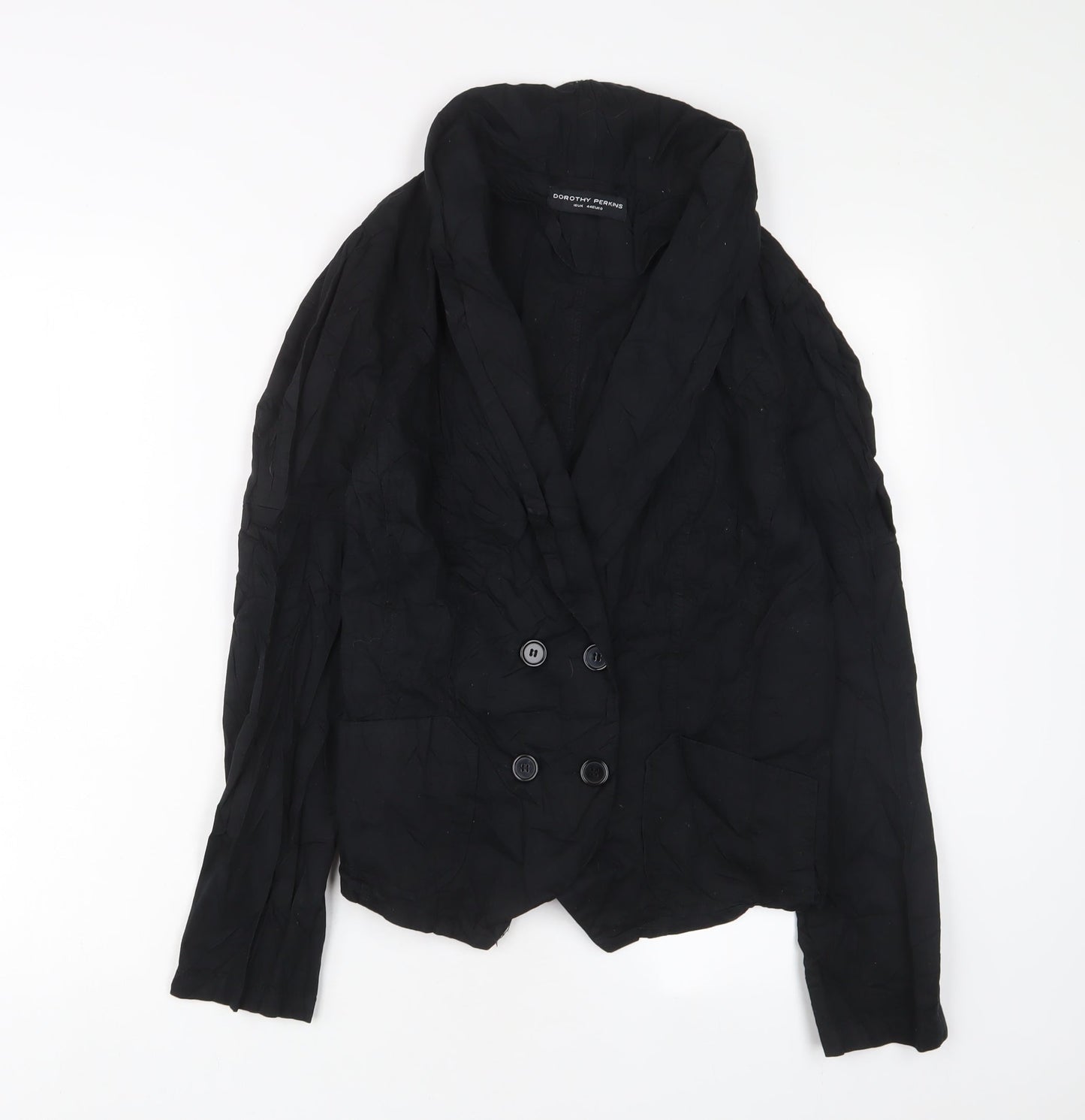 Dorothy Perkins Womens Black Biker Jacket Size 16 Button