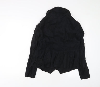 Back view of Dorothy Perkins women’s black biker jacket, size UK 16, button