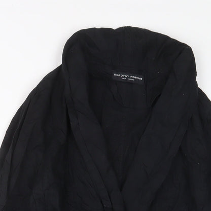 Close-up detail of Dorothy Perkins women’s black biker jacket, size UK 16, button