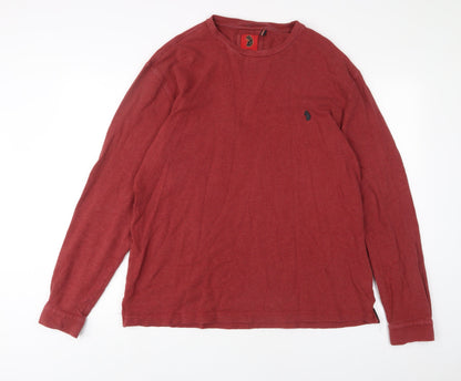 Additional front view of Luke men’s red cotton pullover sweatshirt, size L, - logo, embroidered