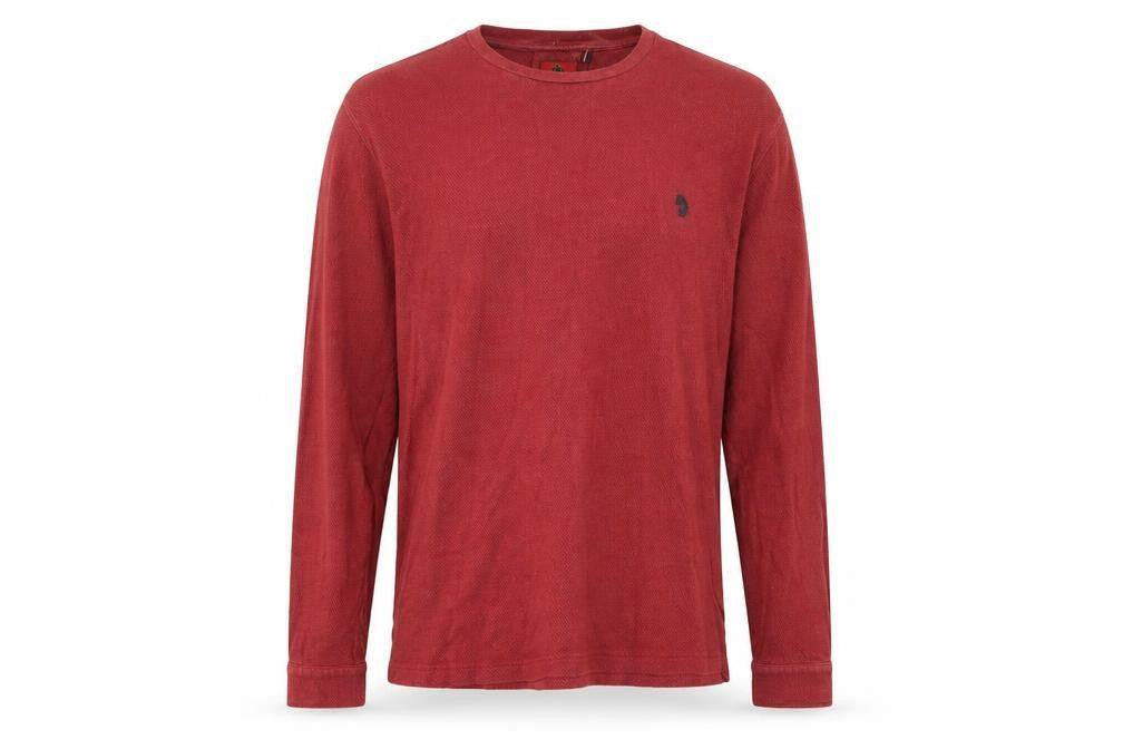 Luke Mens Red Cotton Pullover Sweatshirt Size L - Logo, Embroidered