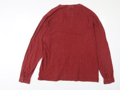 Back view of Luke men’s red cotton pullover sweatshirt, size L, - logo, embroidered