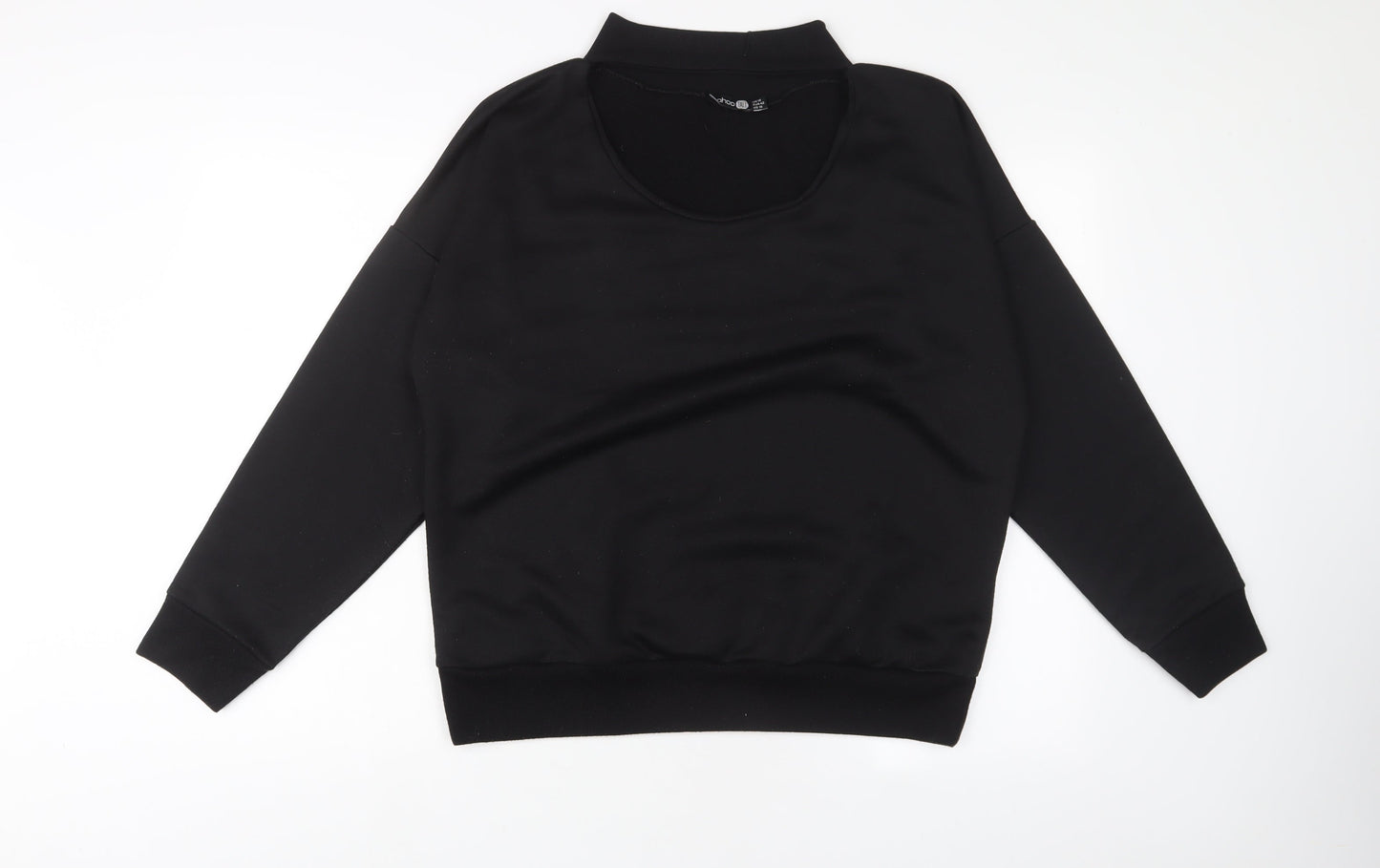 Boohoo Womens Black Polyester Pullover Sweatshirt Size 14 Pullover - Keyhole neck