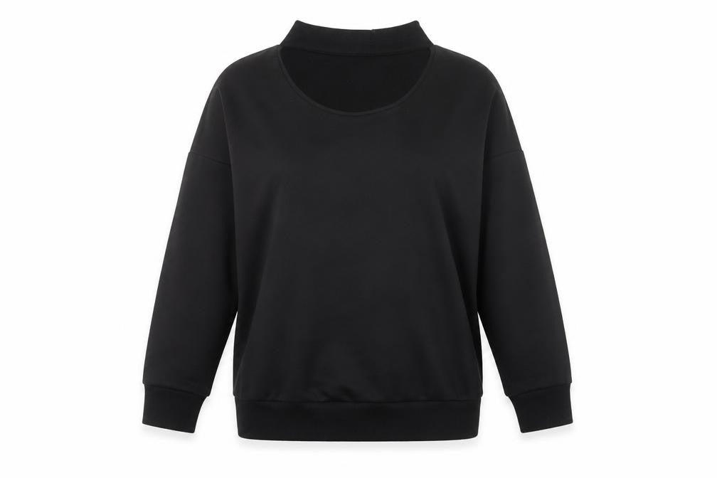 Boohoo Womens Black Polyester Pullover Sweatshirt Size 14 Pullover - Keyhole neck