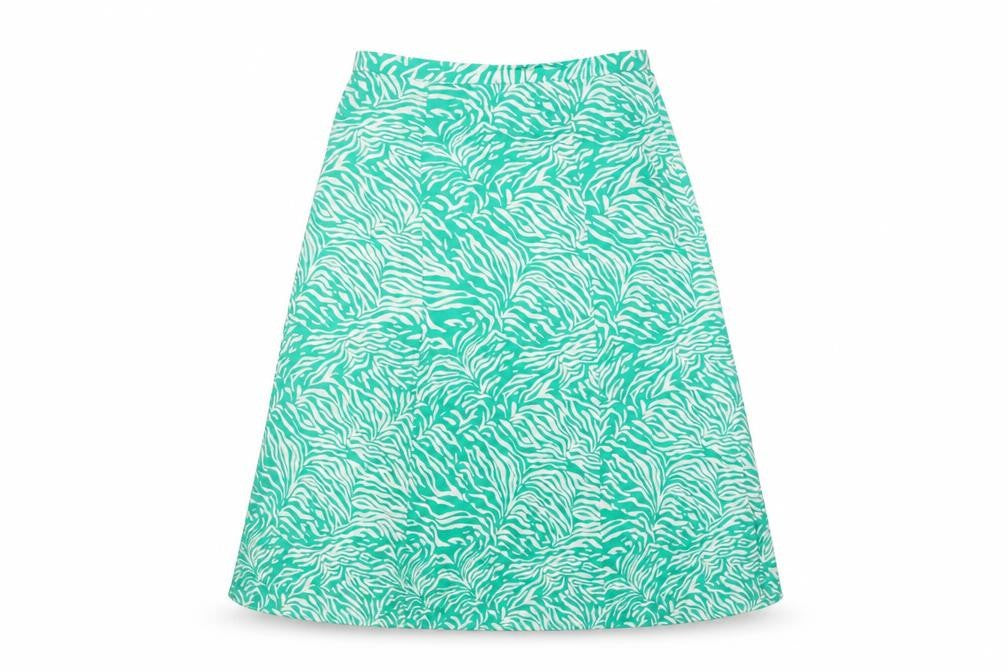 Marks & Spencer Womens Green Animal Print Viscose Bandage Skirt Size 14 Zip