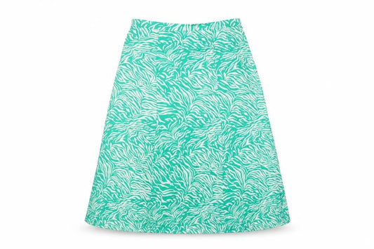 Marks & Spencer Womens Green Animal Print Viscose Bandage Skirt Size 14 Zip